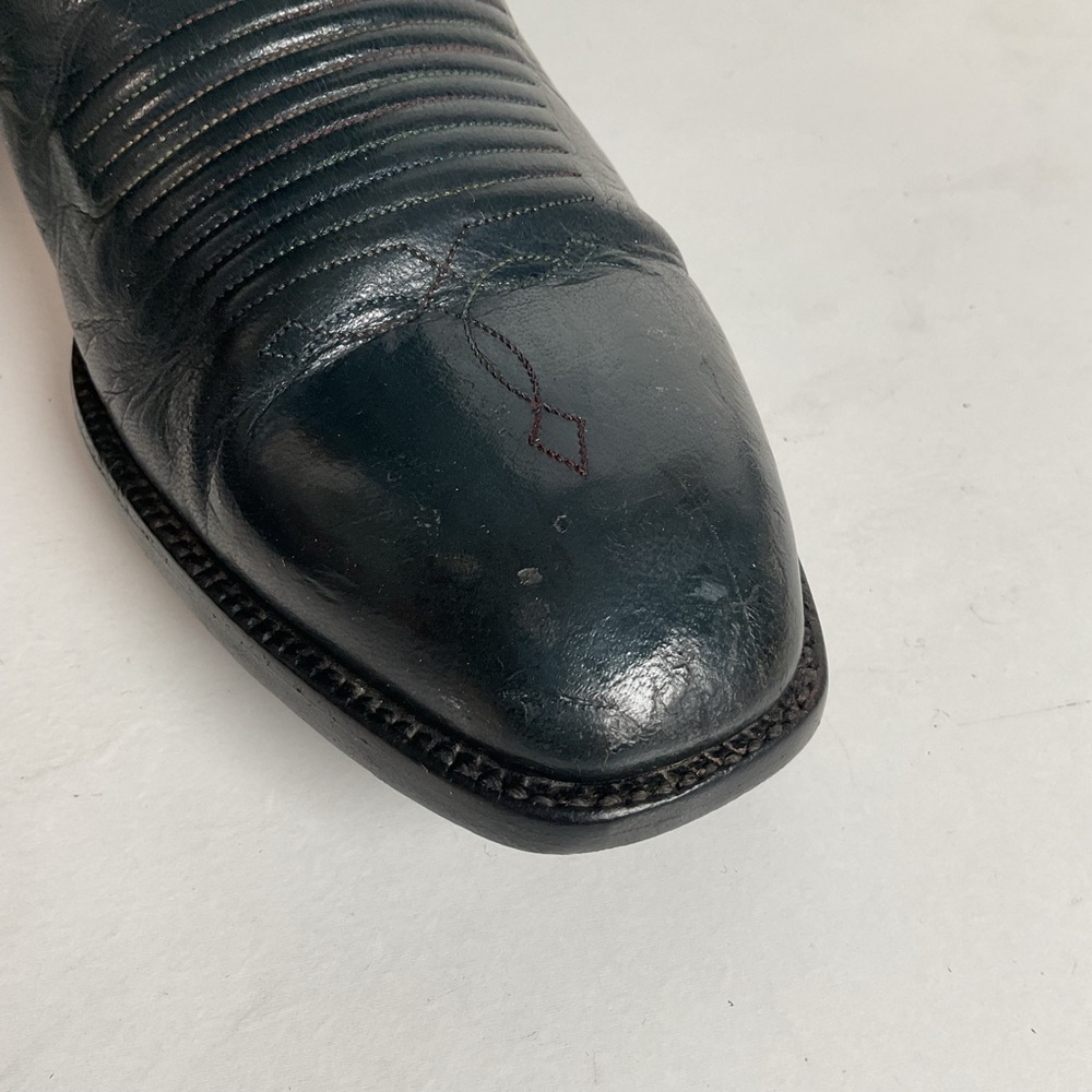 Vintage 1980s Lucchese San Antonio Navy Blue Cowboy Boots Men’s 9 B | Women’s 10 - Picture 10 of 16